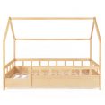 Lit cabane enfant 80 x 160 CM NEREE bois avec sommier et barrières