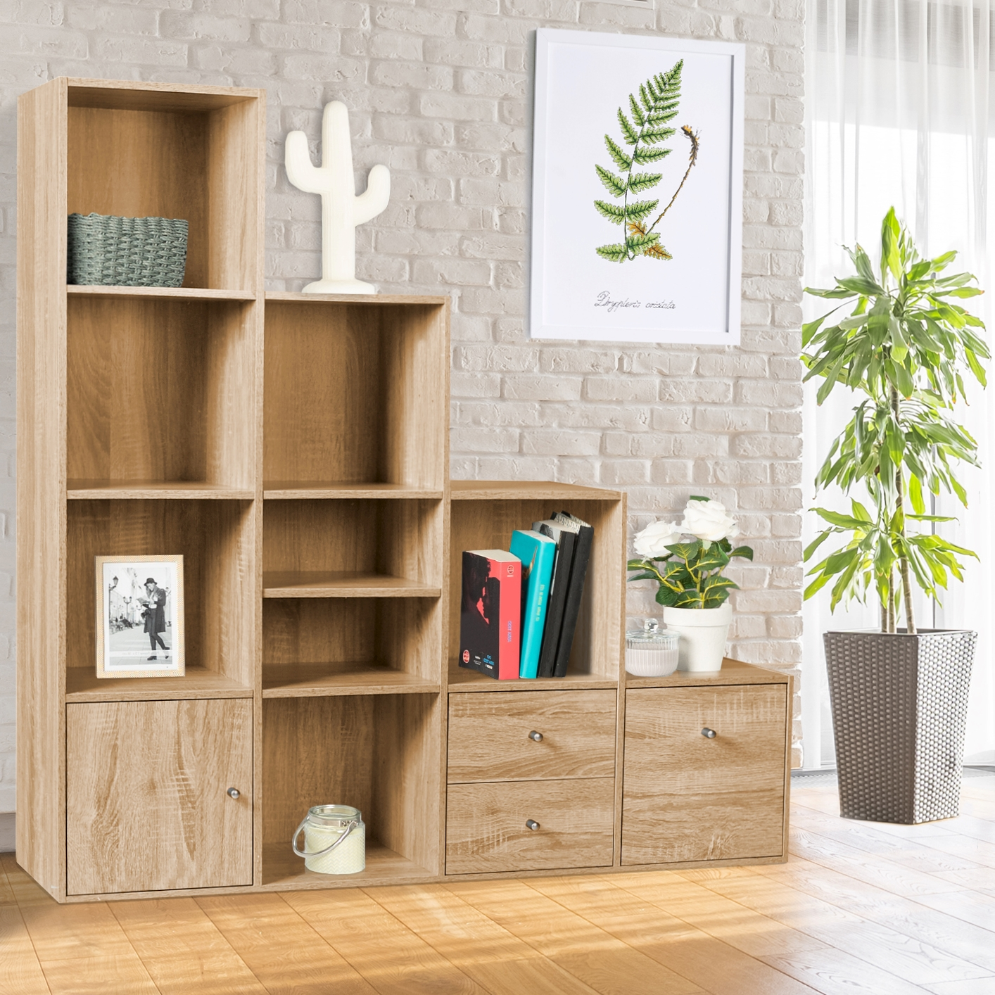 Etagère escalier 4 niveaux bois imitation hêtre