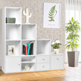 WOLTU Armoire de Rangement Modulable. Étagère Rangement Plastique. Meuble  Cube avec Portes. 15 Casiers. Blanc