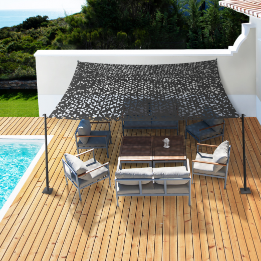 Vela de sombra rectangular diseño camuflaje 3x4 m gris