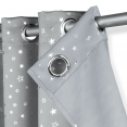 Lot de 2 rideaux thermiques gris clair motif étoile 140x180 cm