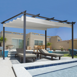Pergola toit rétractable 4 pieds 3x4 M tonnelle beige Pergola toit rétractable 4 pieds 3x4 M tonnelle beige