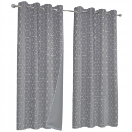 Lot de 2 rideaux thermiques gris anthracite motif géométrique 140x240 cm