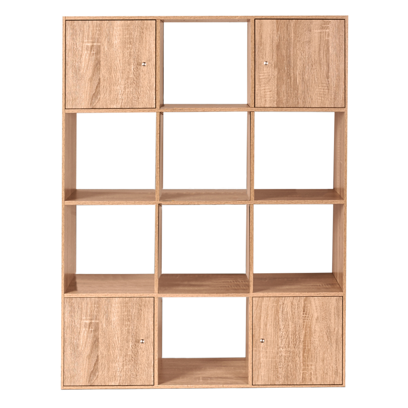 Meuble de rangement cube RUDY 9 cases bois blanc avec 3 portes