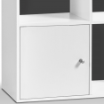 Meuble de rangement cube 12 cases bois blanc avec portes fond gris