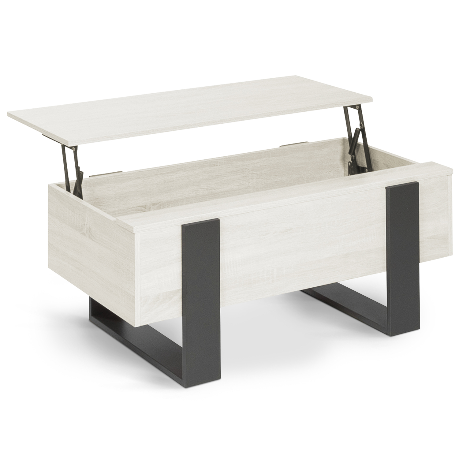 Table basse industrielle relevable bois gris