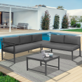 Salon de jardin SIENA modulable salon d'angle en aluminium gris anthracite