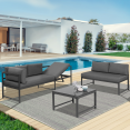 Salon de jardin SIENA modulable salon d'angle en aluminium gris anthracite