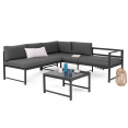 Salon de jardin SIENA modulable salon d'angle en aluminium gris anthracite