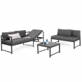 Salon de jardin SIENA modulable salon d'angle en aluminium gris anthracite