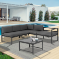 Salon de jardin SIENA modulable salon d'angle en aluminium gris anthracite