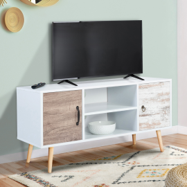 Meuble TV 113 cm scandinave BAHIA 2 portes