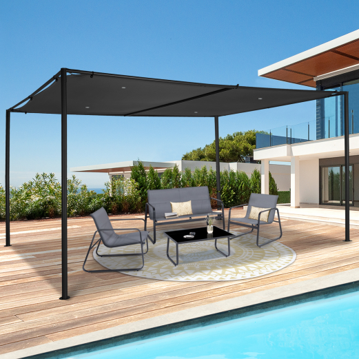 Pergola SAN JOSE 3x4 M tonnelle de jardin toile grise tente de réception