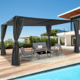 Pergola SAN JOSE 3x4 M avec rideaux toile grise