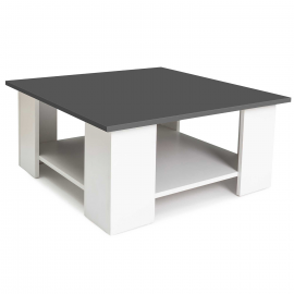 Table basse carrée ELI blanc plateau gris anthracite Table basse carrée ELI blanc plateau gris anthracite