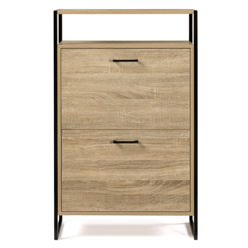 Meuble à chaussures avec étagère imitation hêtre 2 portes LUIS ID