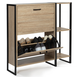13900 - Schoenenkast 2 deuren industriële stijl Meuble à chaussures LUIS 2 portes avec étagère design industriel