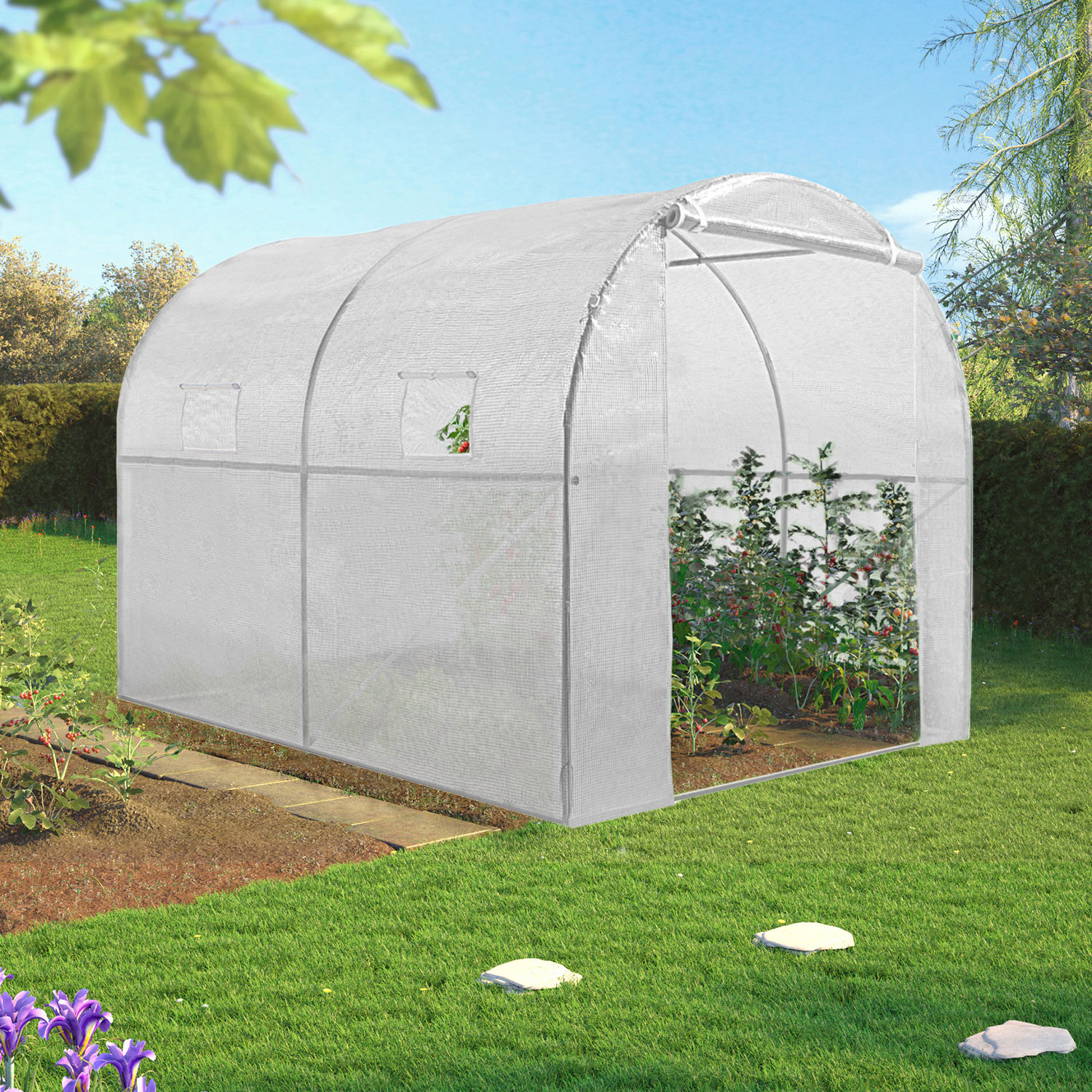 SERRE DE JARDIN TUNNEL 6M2 AVEC BÂCHE RENFORCÉE ESPACE PROTÉGÉ ET COUVERT 