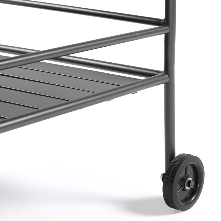 Desserte extérieure noire métal chariot à plancha