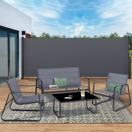 Mosquitera plegable exterior 160 x 500 cm gris antracita persiana lateral