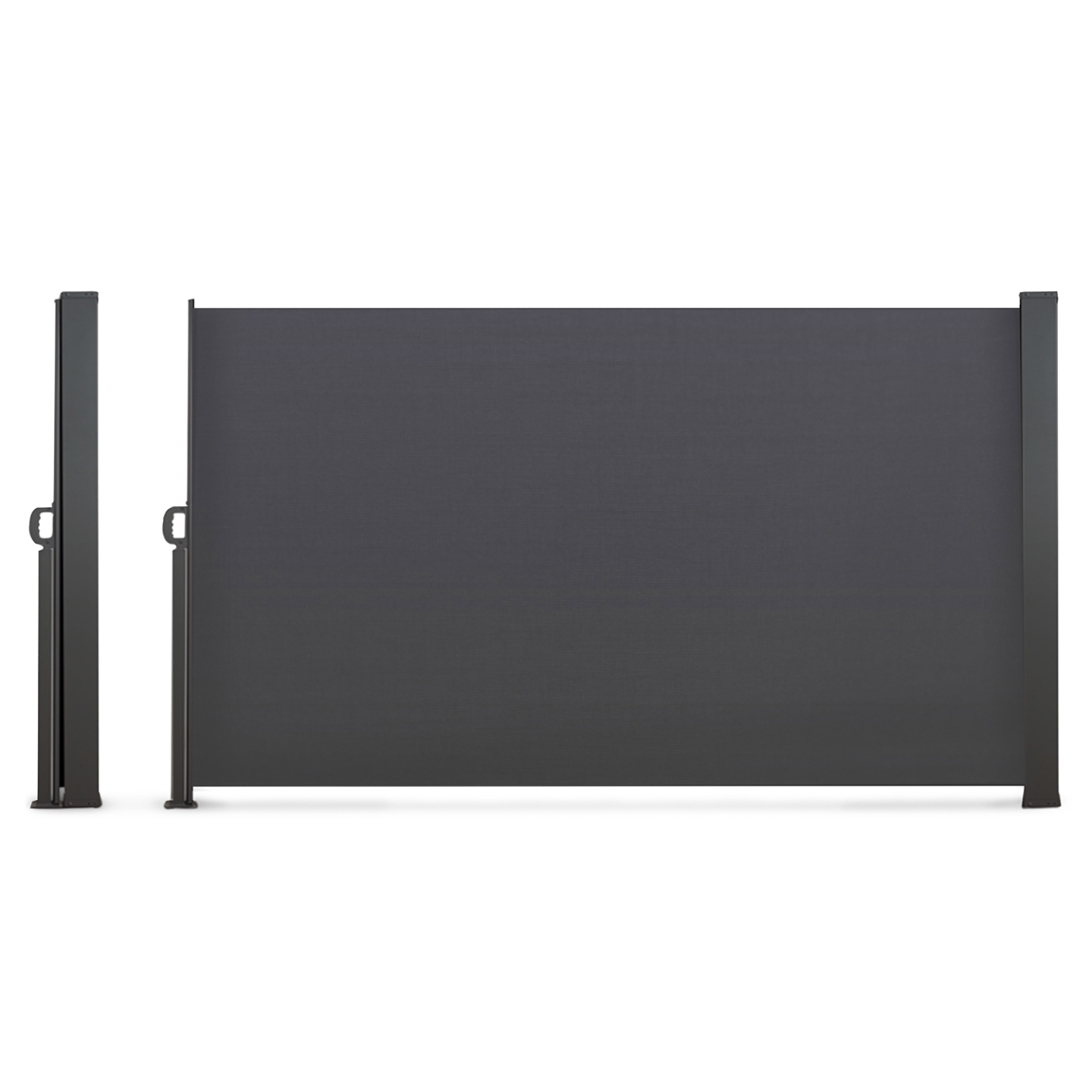 Toile Polyester Anti-UV Déperlant IDMarket Paravent Extérieur Rétractable Double 160x800cm - Gris Clair - Store Latéral Terrasse Protection Visuelle Extérieur