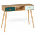 Console scandinave ALIZE 2 tiroirs bois et vert