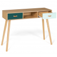 Console scandinave ALIZE 2 tiroirs bois et vert