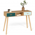 Console scandinave ALIZE 2 tiroirs bois et vert