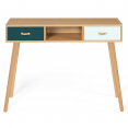 Console scandinave ALIZE 2 tiroirs bois et vert