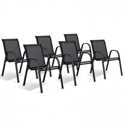 Lot de 6 chaises de jardin noires