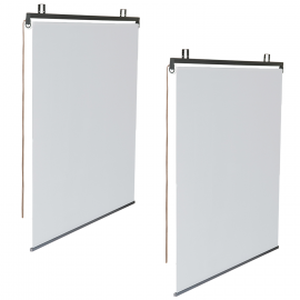 Lot de 2 stores enrouleurs L.124 x H. 225 CM pour pergola blanc Lot de 2 stores enrouleurs L.124 x H. 225 CM pour pergola blanc