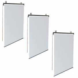 Lot de 3 stores enrouleurs L.124 x H. 225 CM pour pergola blanc