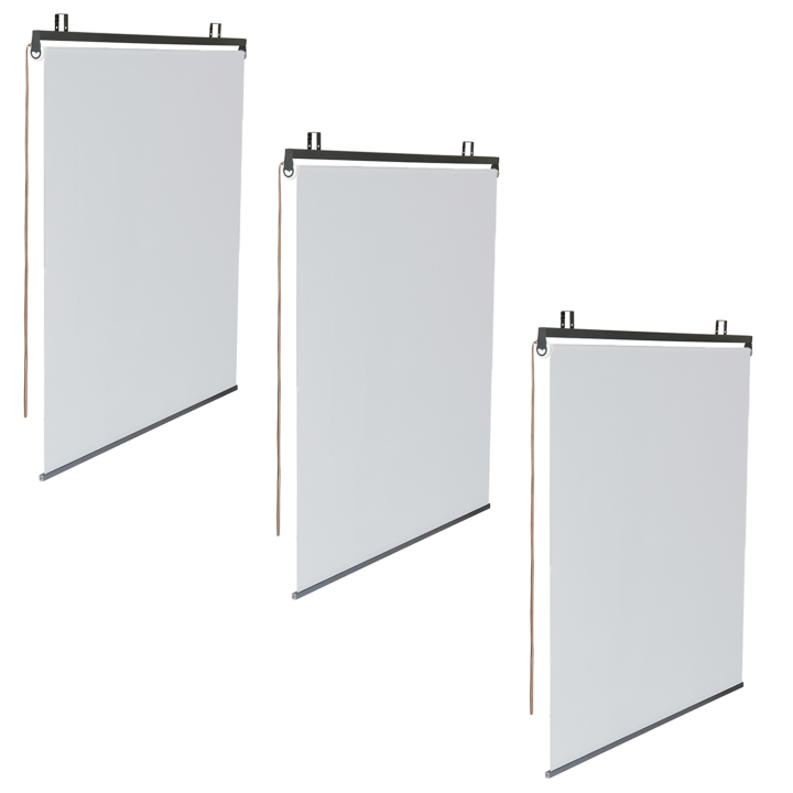 Lot de 3 stores enrouleurs L.124 x H. 225 CM pour pergola blanc Lot de 3 stores enrouleurs L.124 x H. 225 CM pour pergola blanc