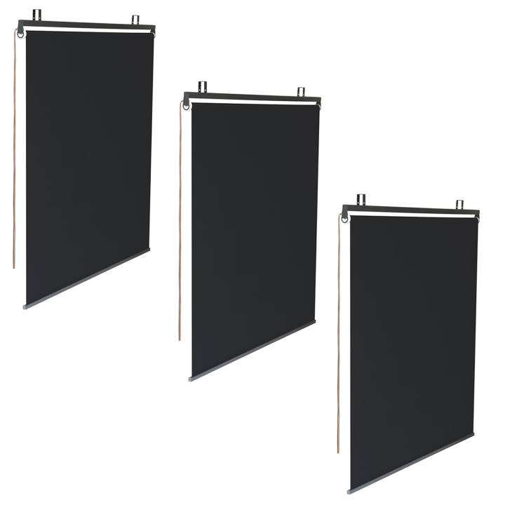 Lot de 3 stores enrouleurs L.124 x H. 225 CM pour pergola noir Lot de 3 stores enrouleurs L.124 x H. 225 CM pour pergola noir