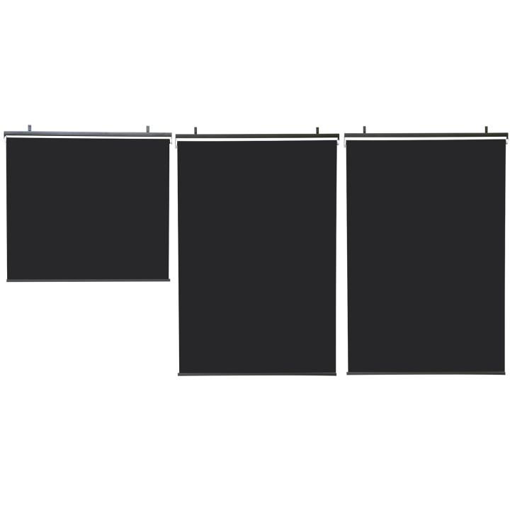 Lot de 3 stores enrouleurs L.124 x H. 225 CM pour pergola noir Lot de 3 stores enrouleurs L.124 x H. 225 CM pour pergola noir