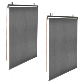 Lot de 2 stores enrouleurs tamisants L.124 x H. 225 CM pour pergola gris anthracite