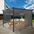 Lot de 3 stores enrouleurs tamisants L.124 x H. 225 CM pour pergola gris anthracite