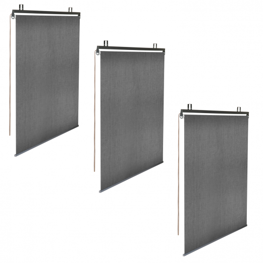 Lot de 3 stores enrouleurs tamisants L.124 x H. 225 CM pour pergola gris anthracite