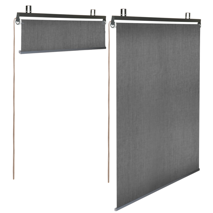 Lot de 2 stores enrouleurs tamisants L.124 x H. 225 CM pour pergola gris anthracite