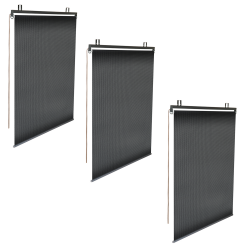14252 - Set di 3 tende nere per pergola Lot de 3 stores enrouleurs tamisants L.124 x H. 225 CM pour pergola noir