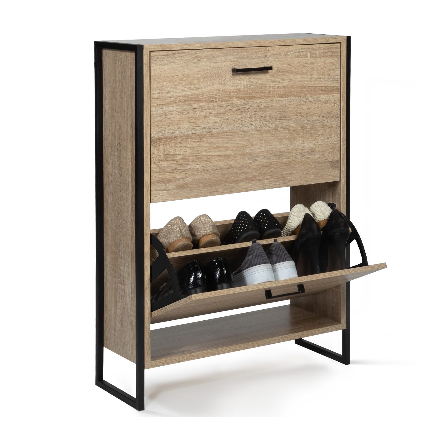Scarpiera LUIS 2 Ante Design Industriale – Capienza 12 Paia, Struttura In Legno E Metallo