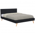 Lit double scandinave OSLO 140x190 CM tissu noir