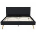 Lit double scandinave OSLO 140x190 CM tissu noir