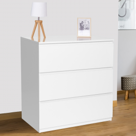 Commode 3 tiroirs TOMI bois blanc