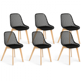 Lot de 6 chaises MANDY noires pour salle à manger Lot de 6 chaises MANDY noires pour salle à manger