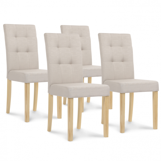 Lot de 2 Chaise de Cuisine chaises de salle à manger - Fauteuil rembourrée  en tissu beige - Style Scandinave - Pieds en métal effet bois Stable -  Conforama