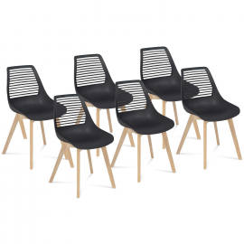 Lot de 6 chaises BONNIE noires pour salle à manger Lot de 6 chaises BONNIE noires pour salle à manger