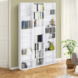 14822 - Étagère bibliothèque bois blanc 30 cases modulables Bibliothèque étagère CD CEYLIA 30 cases avec étagères modulables bois blanc