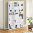 Bibliothèque étagère CD CEYLIA 33 cases avec étagères modulables bois blanc