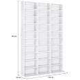 Bibliothèque étagère CD CEYLIA 33 cases avec étagères modulables bois blanc